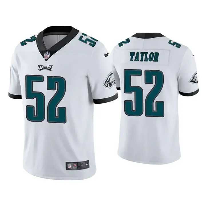 Men Philadelphia Eagles 52 Davion Taylor Nike White Vapor Limited NFL Jersey